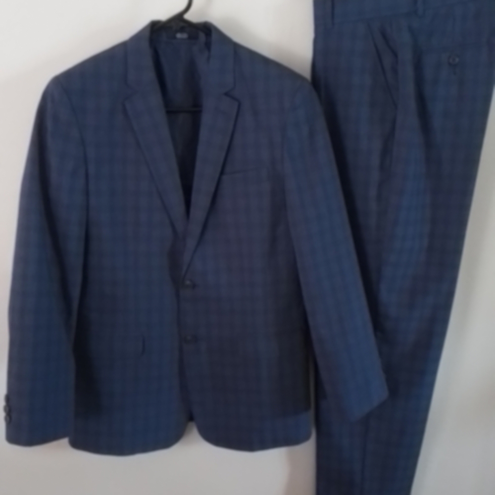 Kids Blue Checkered Suit Set